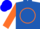 Royal Blue, Orange Circle and 'R', Blue Bars on Orange Sleeves, Blue Cap