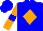 BLUE, Orange Diamond, Blue Band on Orange Slvs