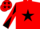 Red, Black star, Black and Red diabolo on sleeves, Red cap, Black stars