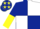 Dark Blue and White (quartered), Dark Blue and Yellow halved sleeves, White cap, Yellow stars