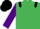 Emerald Green, Black epaulets, Purple sleeves, Black cap
