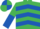 EMERALD GREEN & ROYAL BLUE CHEVRONS, halved sleeves, quartered cap