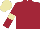 Maroon, Beige armlets, Beige cap