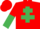 Red, Emerald Green Cross of Lorraine, Red and Emerald Green halved sleeves