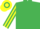 EMERALD GREEN, YELLOW striped sleeves, hooped cap