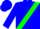 BLUE, blue 'MM' on neon green sash, blue cap