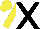White, Black cross belts, Yellow sleeves and cap
