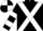 Black, white cross belts, hooped sleeves, quartered cap