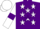 Purple, White stars, White sleeves, Purple armlets and star on White cap
