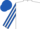 White, royal blue and white striped sleeves, royal blue cap