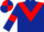 Dark Blue, Red chevron and armlets, quartered cap