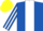 ROYAL BLUE, WHITE stripe, striped sleeves, YELLOW cap