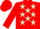 RED, light green stars, red cap