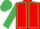 Red, Emerald Green seams, sleeves and cap