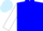 Blue, white sleeves, light blue sash, matching cap