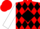 Red, Black Diamond Belt, Black Diamonds on White Sleeves, Red Cap