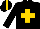 Black, Gold Cross and stripe on cap