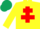 YELLOW, red cross of lorraine, dark green cap