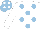 WHITE, LIGHT BLUE spots, WHITE sleeves, LIGHT BLUE cap, WHITE spots