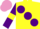 Yellow, large Purple spots, Purple sleeves, Yellow armlets, Mauve cap