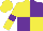 Yellow and Purple (quartered), Yellow sleeves, Purple armlets