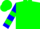 Fluorescent Green, Blue 'JS', Blue Sleeves, Green Hoop, Blue and Green Cap