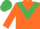 ORANGE, emerald green chevron, emerald green cap
