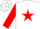 White, white ' D M ' on red star, white bars on red sleeves