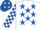 White, Royal Blue stars, Royal Blue and White check sleeves
