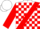 White, red sash, red blocks on sleeves, white cap