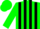 Kelly green, black stripes, kelly green cap