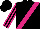 Black, cerise sash, cerise stripes on sleeves, black cap