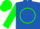 Royal Blue, Green 'PFS' in Circle, Green Bars and Cuffs on Sleeves, Green Cap