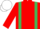 Red, Emerald Green braces, White cap