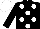 Black, white spots, black sleeves, white cap