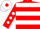 Red, White hoops, diamonds on sleeves, White cap, Red diamond