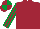 MAROON, emerald green striped sleeves, quartered cap