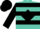 Turquoise, Black Diamond Frame, Two Black Hoops on Sleeves, Black Cap