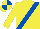 YELLOW, royal blue sash, quartered cap