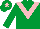 EMERALD GREEN, pink chevron, emerald green cap, pink star