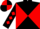 Black and Red diabolo, diamonds on sleeves, quartered cap