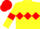 Yellow, Red triple diamond, armlets and cap