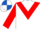 White, red chevron and sleeves, royal blue and white quartered cap