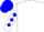 White, blue 'HH', blue diamonds on sleeves, blue cap