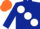 Dark Blue, large White spots, Orange cap