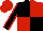 BLACK and RED (quartered), BLACK sleeves, RED seams, RED cap