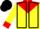 Yellow, Red yoke and cuffs, Black seams and cap