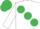 White, large Emerald Green spots, Emerald Green cap