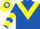 ROYAL BLUE, yellow chevron, yellow chevrons on sleeves, hooped cap