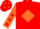 Red, Orange diamond, Orange sleeves, Red stars, Red cap, Orange diamonds